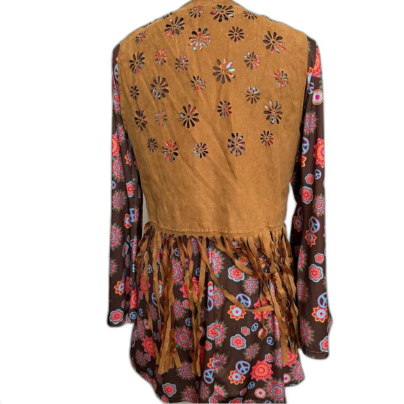 Spirit Halloween Brown Psychedelic Hippie Costume - Women M -Woodstock Halloween - Picture 3 of 6